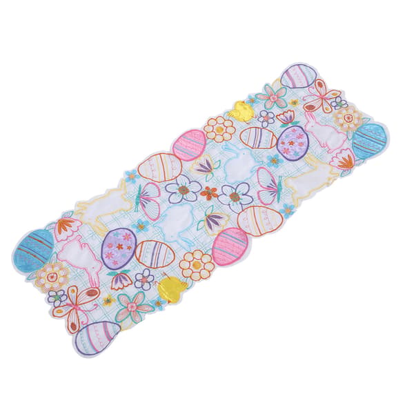 Easter Bunny Egg Embroidery Pattern Table Mat Placemat Decoration 34x88cm 13.4x34.6in
