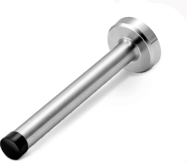 Dørstopper, 15 cm lang dørstopper, vægmontering, kraftig massiv sort dørstopper børstet rustfrit stål med bløde gummistøddæmpere Silver 6 Inch