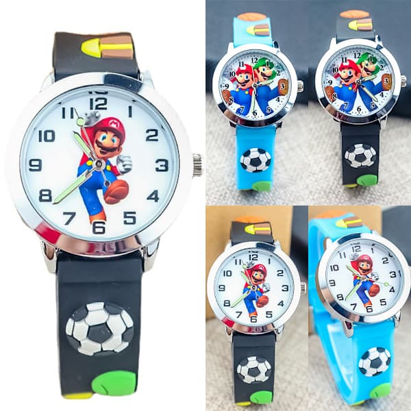 Super Mario Barnklocka Tecknad Quartz Elektronisk Klocka A