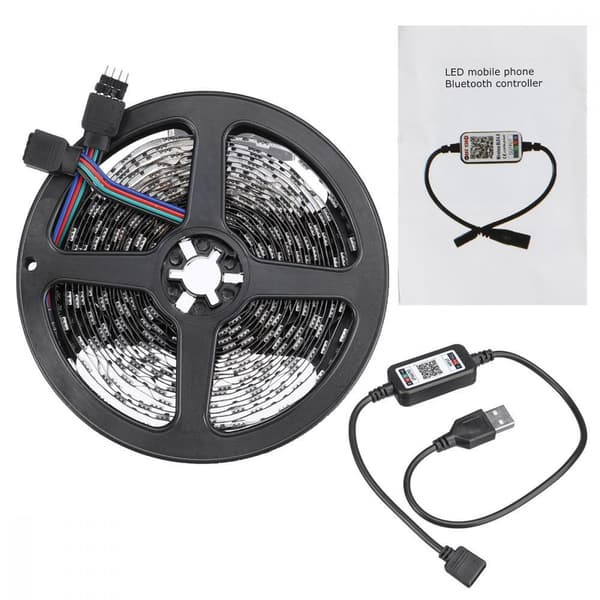 Flexibel 5m RGB LED-slinga / Ljusslinga / LED-Strip Bluetooth APP multifärg multicolor