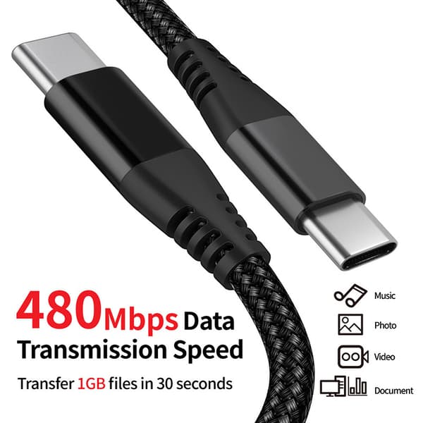 QU-QU-PD 60W 90 Graders Vinkel USB C Kabel 3A Hurtig Opladning Type C til Type C Data Synkroniseringskabel 1m Black Type 3