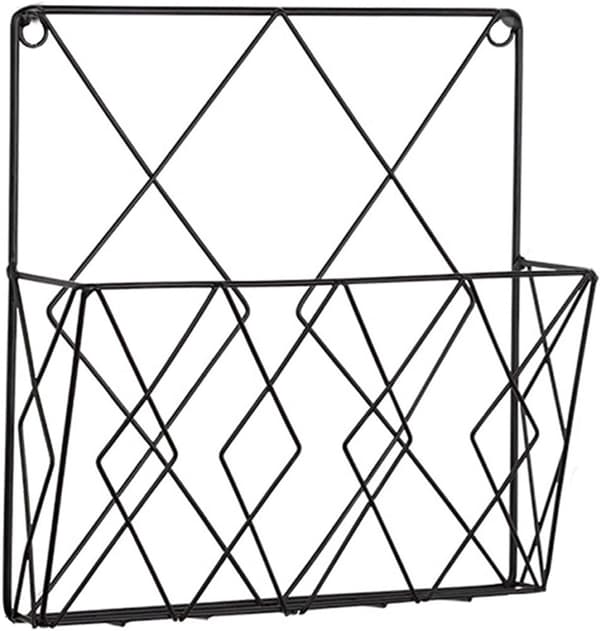 Tidningsställ, Väggmontering, Metall, 25x26x7cm, Svart