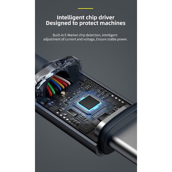 \"QD\" 120W 6A Typ C till Typ C-kabel för iPhone 15 Xiaomi Samsung Mobiltelefon Snabbladdning USB C-kabel Typ C Snabbladdare Linjer Svart