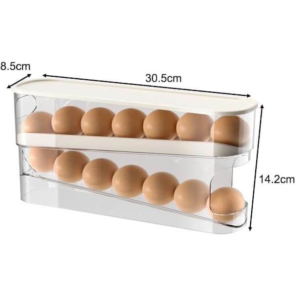 Æggeholder, 30,3 * 14,2 * 8,5 cm Rullende Æggedispenser og Opbevaringsorganisator