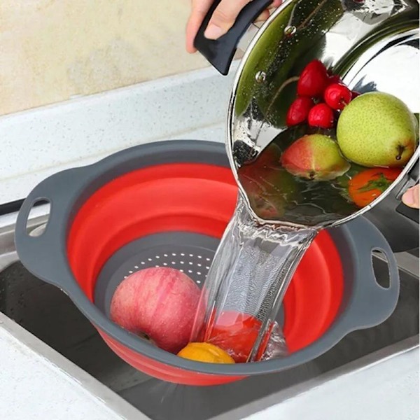 3-pakkaus - Kokoontaittuvat läviköt / Siivilät - 3 kokoa multifärg Multicolor