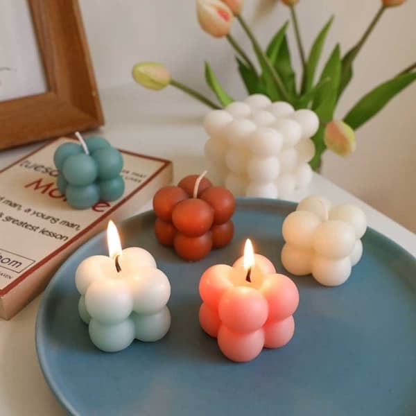 2-pak Lysform DIY Lysestøbeform Stearinlys Mini Kube_qq