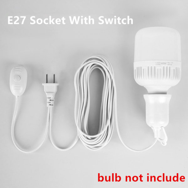 E27 Skruvsockel Med Switch Lampkontakt Hållare Adapter Converter 3M