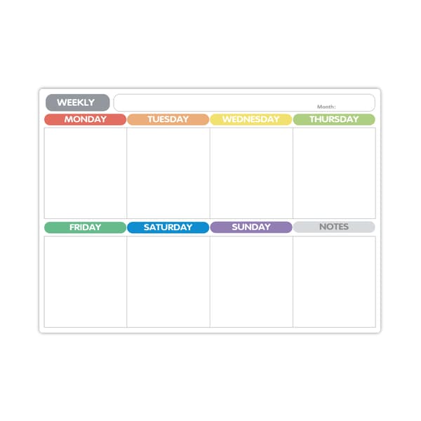 Magnetisk whiteboard - Ukeplanlegger - Månedsplanlegger - 8 magnetiske penner
