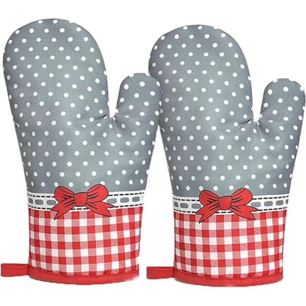 Par (Arc Grey) ugnsvantar, köksvantar, grillvante, värmebeständiga, bomullsfoder, för grill, bageri, mikro, matlagning, grillning