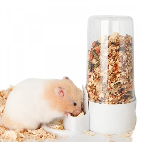Hamster Foderautomat Lille Kæledyr Automatisk Foderdispenser Transparent Stående Foderbeholder Plastbeholder til Gerbil Sucker Glider