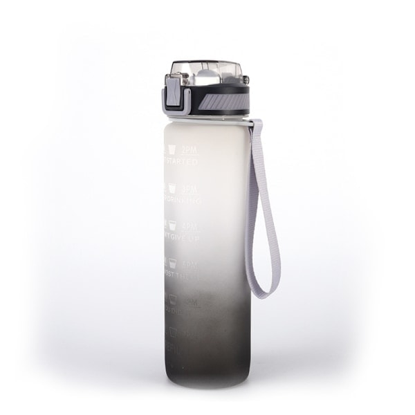 [QD] Vesipullo pillillä, 1000 ml juomapullo aikamerkinnöillä - Tritan BPA-vapaa - Urheiluvesipullo tiivis lukituskannella Sininen/Violetti
