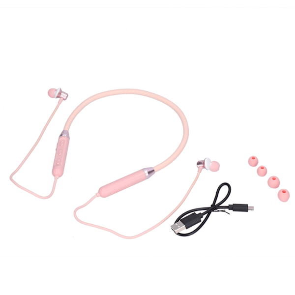 [QD] Nackmonterade Bluetooth 5.1 Hörlurar Trådlösa Brusreducerande Sport Mobiltelefon Hörlurar Rosa