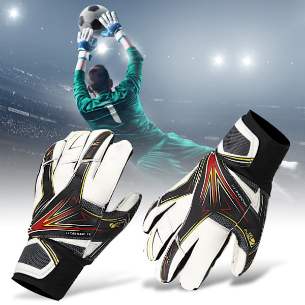 Et par latex anti-slip nr. 6 børne fodbold målmandshandsker fodbold bold målmandshandske (sort fri størrelse)