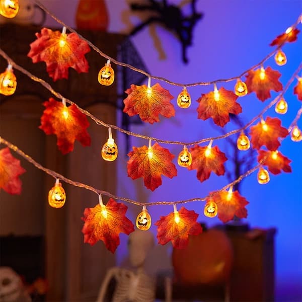 LED String Lights 3 meters 20 lights, Fall Leaves String Lights, Halloween Decoration