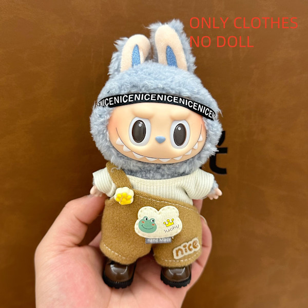 ONLY CLOTHES Söt V1 V2 LABUBU Blind Box Hänge Docka DIY Klä upp Kostym Litet Monster Haklapp Byxor Babykläder Från LBB-35