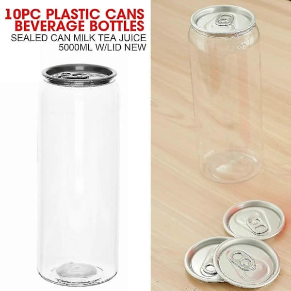 10 st Plastburkar Dryckesflaskor Förseglade Burk Mjölk Te Juice 500ml Burk Med Lock