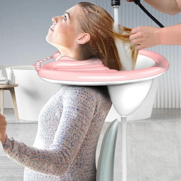 Bærbar oppustelig shampoo-vask til seng og senge, PVC foldbart håndvask til ældre, handicappede, gravide, skadede hjem