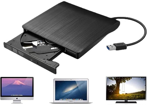 Ekstern DVD CD-drev USB 3.0 CD DVD-brænder Plug and Play til bærbar pc MacBook Windows Linux Mac Sort