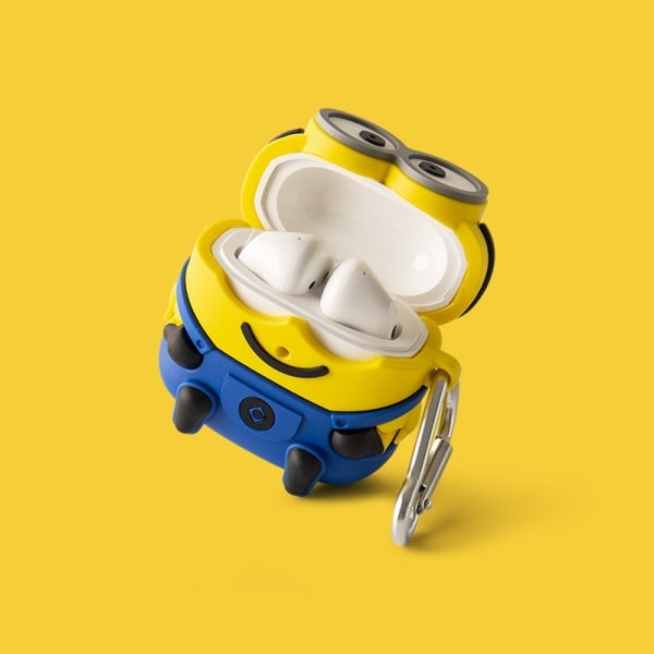 [QD] Toøjet mand med store øjne - Blåt tøj Tegneserie høretelefonetui, airpod 1/2 trådløst Bluetooth høretelefonetui, silikoneetui
