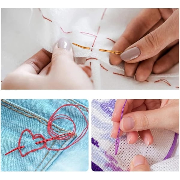 [QD] Jumbo Böjda Tapestry Nålar 8 st Stora Ögon Trubbiga Garnnålar Stickning Reparationsnålar Synålar Vävnålar för Pärlor