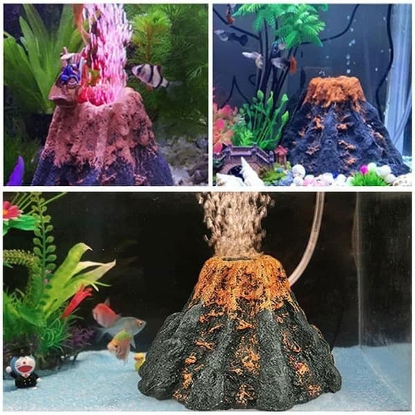 /QD/Akvarium Vulkan pynt Akvarium Harpiks Vulkan Dekoration Harpiks Luft Sten Landskab Akvarium Luftpumpe