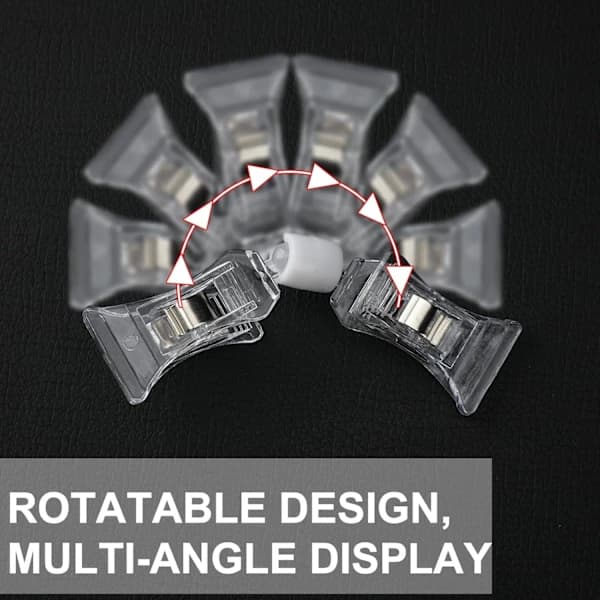 50 stk. Prisseddelclips Dobbeltsidede, Mini Clips, Roterbare, Transparente, Til Varer, Plast