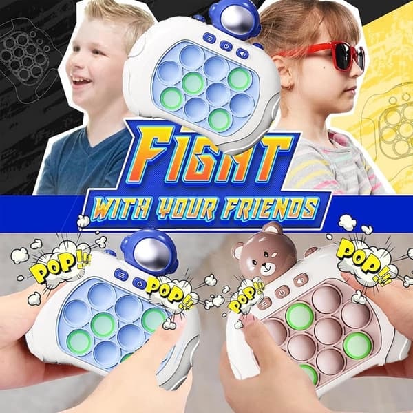 Spelkonsol Quick Push Bubbles, Quick Push Game, Pop it Game-knapp, Anti-Stress-genombrottspussel, hand-öga-koordinationsspel (björn)_qq