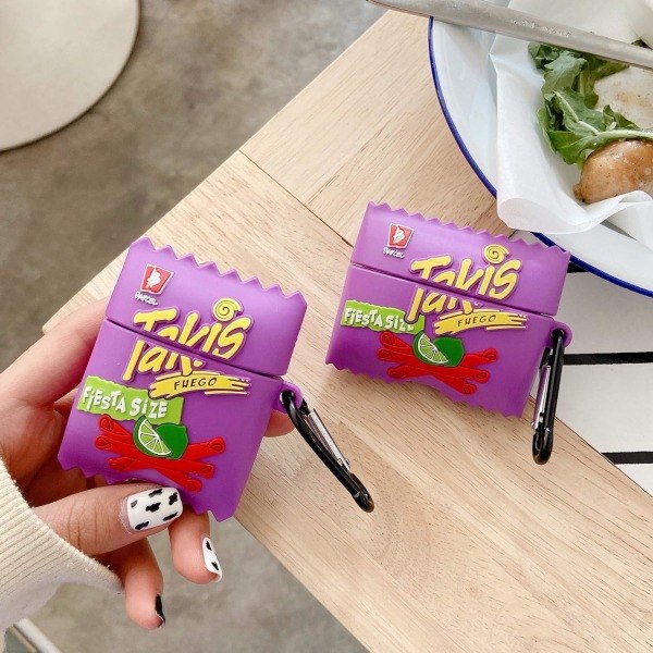 [QD] Sødt etui til AirPods 3, 3D TKchips Design Silikoneetui Beskyttende Stødsikkert Beskyttelse med Nøglering til AirPods EaREuds