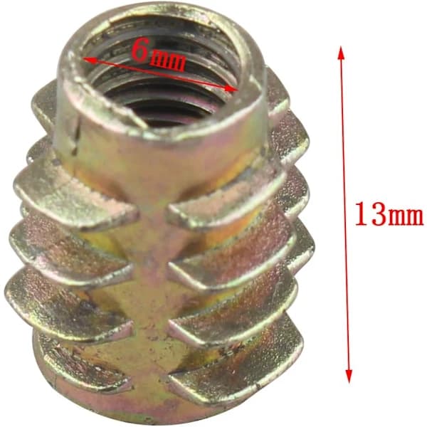 50-pack M6*13MM Inbyggda Mutter Trä Möbelgängade Skruvar
