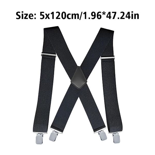 Svarta Justerbara Hängslen Unisex Elastiska One-Size