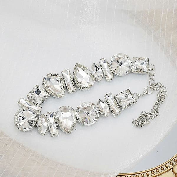 Geometrisk Krystall Choker Halskjede for Kvinner Jenter Tenåringer Vanndråpe Kragebein