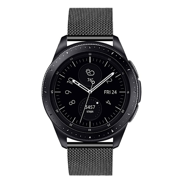 QD-22mm urrem, rustfrit stål med hurtigkobling, sort løkke, kompatibel med Samsung, urrem (sort)