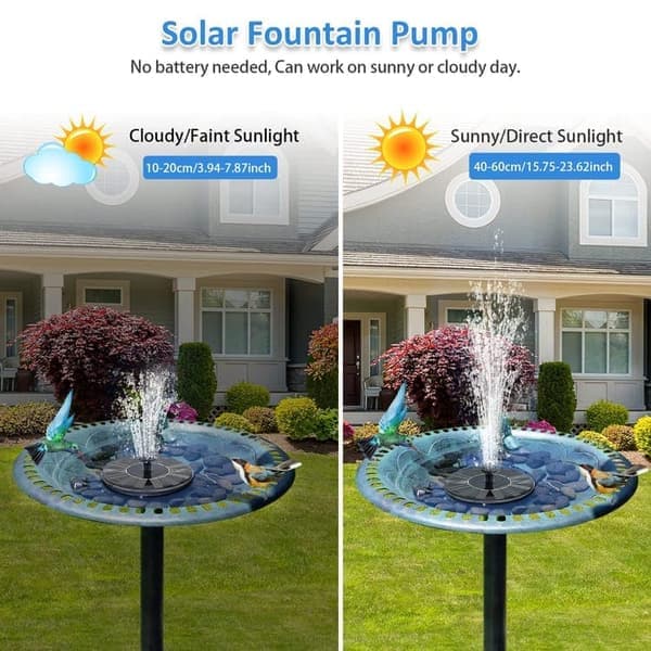 Solcellefontæne Vandfontæne 13 cm – Flydende Pumpe til Fuglebad, Dam & Pool