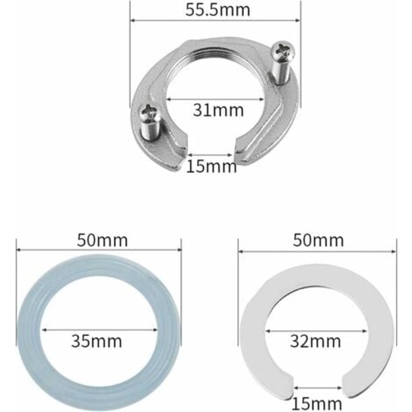 #QD# Ruostumattomasta teräksestä valmistettu kiinnitysmutterisarja hanaan, estää keittiön ja kylpyhuoneen hanojen löystymisen, 31 mm mutterityyppi yhdellä reiällä