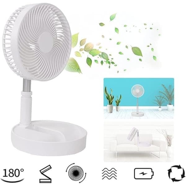 Foldable Floor Fan / Table Fan - Adjustable Design with 7200mAh Battery, Wireless & Versatile Use