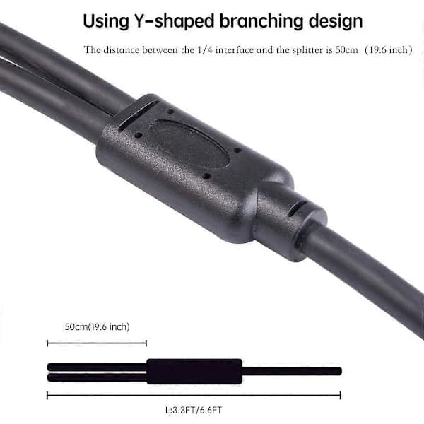 XLR til TRS-kabel, XLR til dobbelt 1/4-kabel, 1/4 til XLR han han lydstik 1m