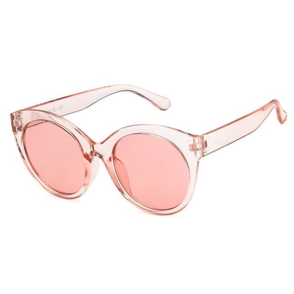 Pyöreät Läpinäkyvät Pinkit Aurinkolasit Retro Cateye_qq