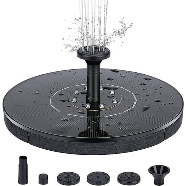 Solcellsdriven vattenfontän 18 cm med vit LED-belysning_qq