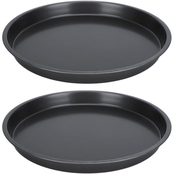 QU*Uadme Djup Pizzaplåt, 2 stycken Non-Stick Pizzaplattor, Förtjockat Kolstål, Pizzaugnplåt, Cirkulär Bakplåt för Köket, Handgjord Pizza (30 cm)
