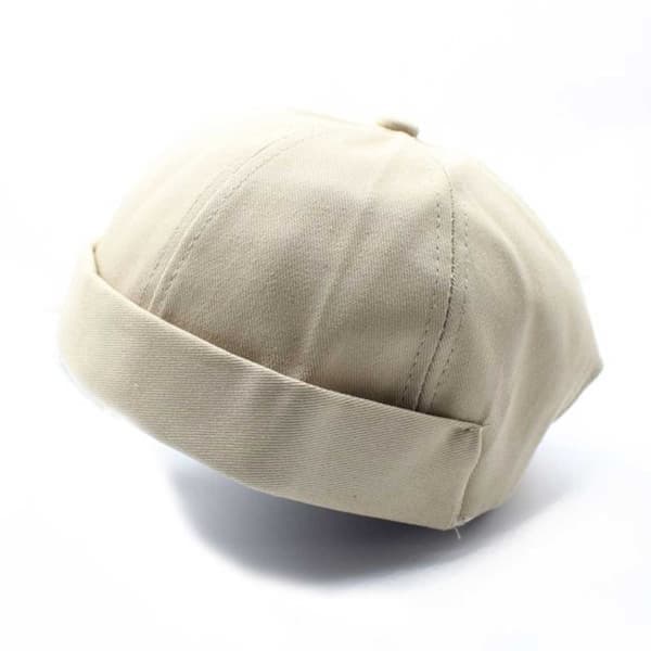 Beige Miki Hatt Keps Rullad Skärm Mössa Beanie Docker Sotarmössa