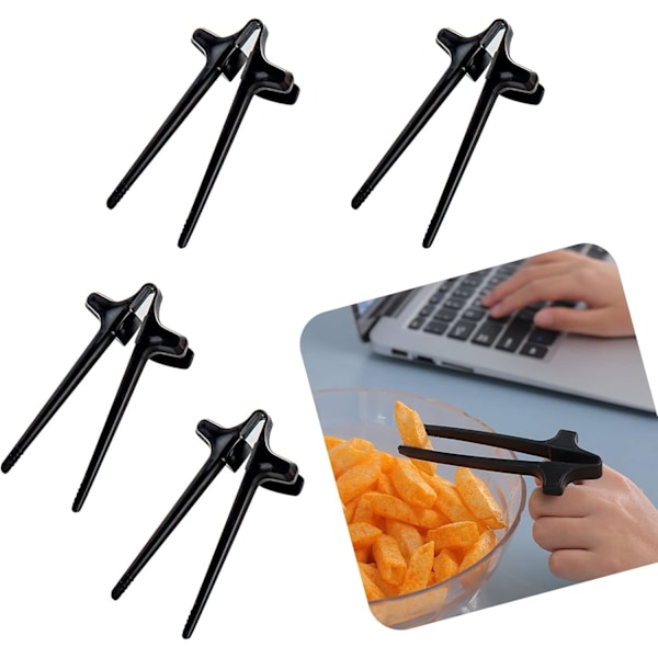 4 stk Finger Spisepinner, Snack Spisepinner Gjenbrukbare Tang Matklyper, Plast Finger Spisepinner