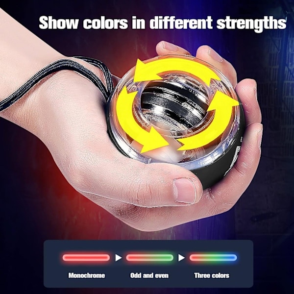 [QD] Handledstränare Boll Autostart Handstyrka Gyro Boll - Svart