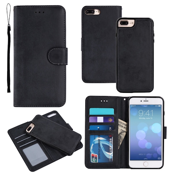 Suede magnetisk etui til iPhone 7/8/SE2020 med magnetlås. Sort one size Black
