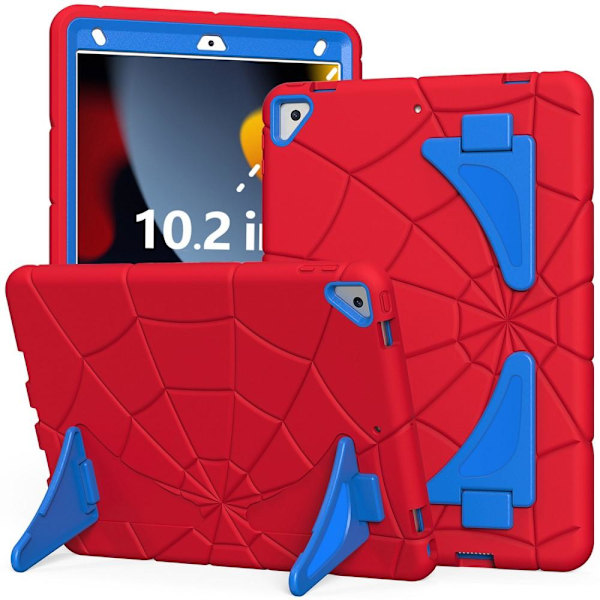 iPad 10.2 Spindelvev Barneskall - Rød-Blå Multicolor multifärg