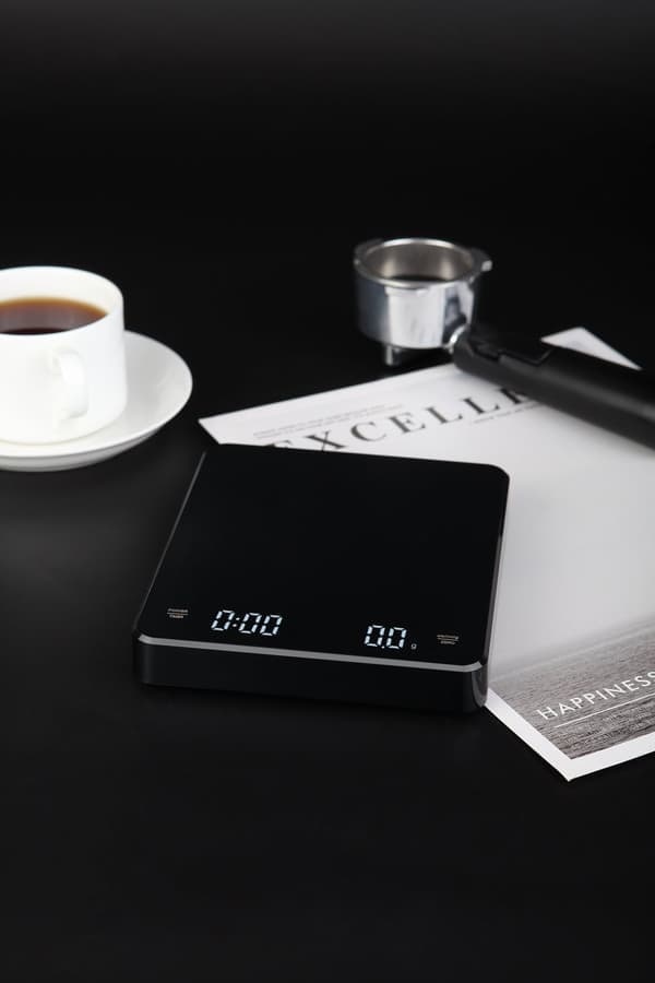 Genopladelig kaffevægt med timer 3 kg / 0,1 g Sort