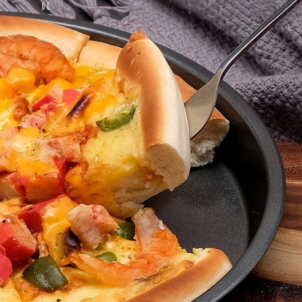 QU*Uadme Djup Pizzaplåt, 2 stycken Non-Stick Pizzaplattor, Förtjockat Kolstål, Pizzaugnplåt, Cirkulär Bakplåt för Köket, Handgjord Pizza (30 cm)