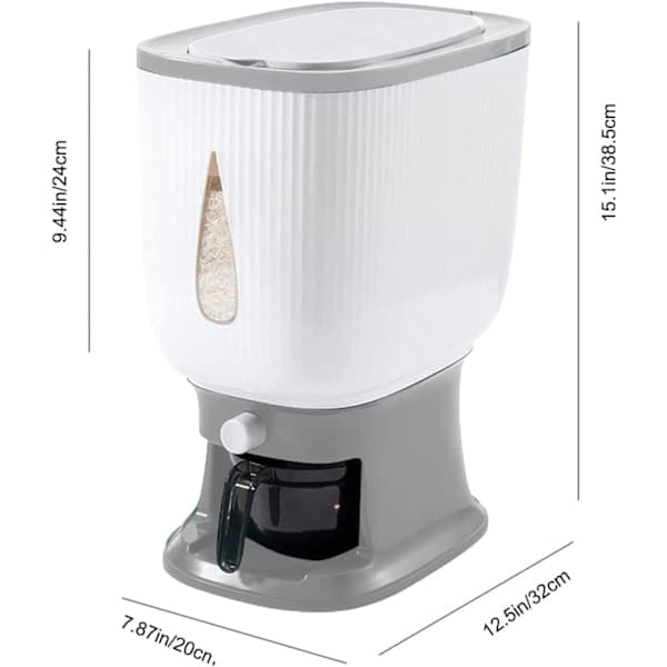 []10 kg Automatisk Risdispenser med Skyllekop Risdispenser Risopbevaring Risspand Husholdningsrisboks-B