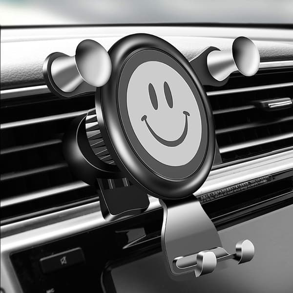 QD-Gravity Bil Luftventil Beslag Universal Smiley Face Holder til Telefon ABS Red