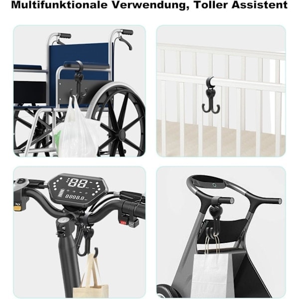 QU/Barnvagnskrokar, hjärtformad kardborrekrok för att hänga väskor, ryggsäckar, plånböcker. Barnvagnstillbehör, universell passform