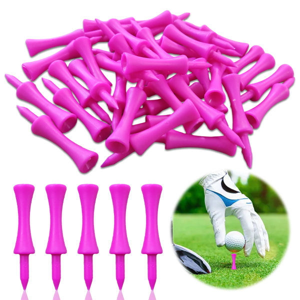 QU/Zivisk Rosa Golf Tees Plast 57MM 100 Stk Lange Castle Golf Tees 2-1/4 tommer